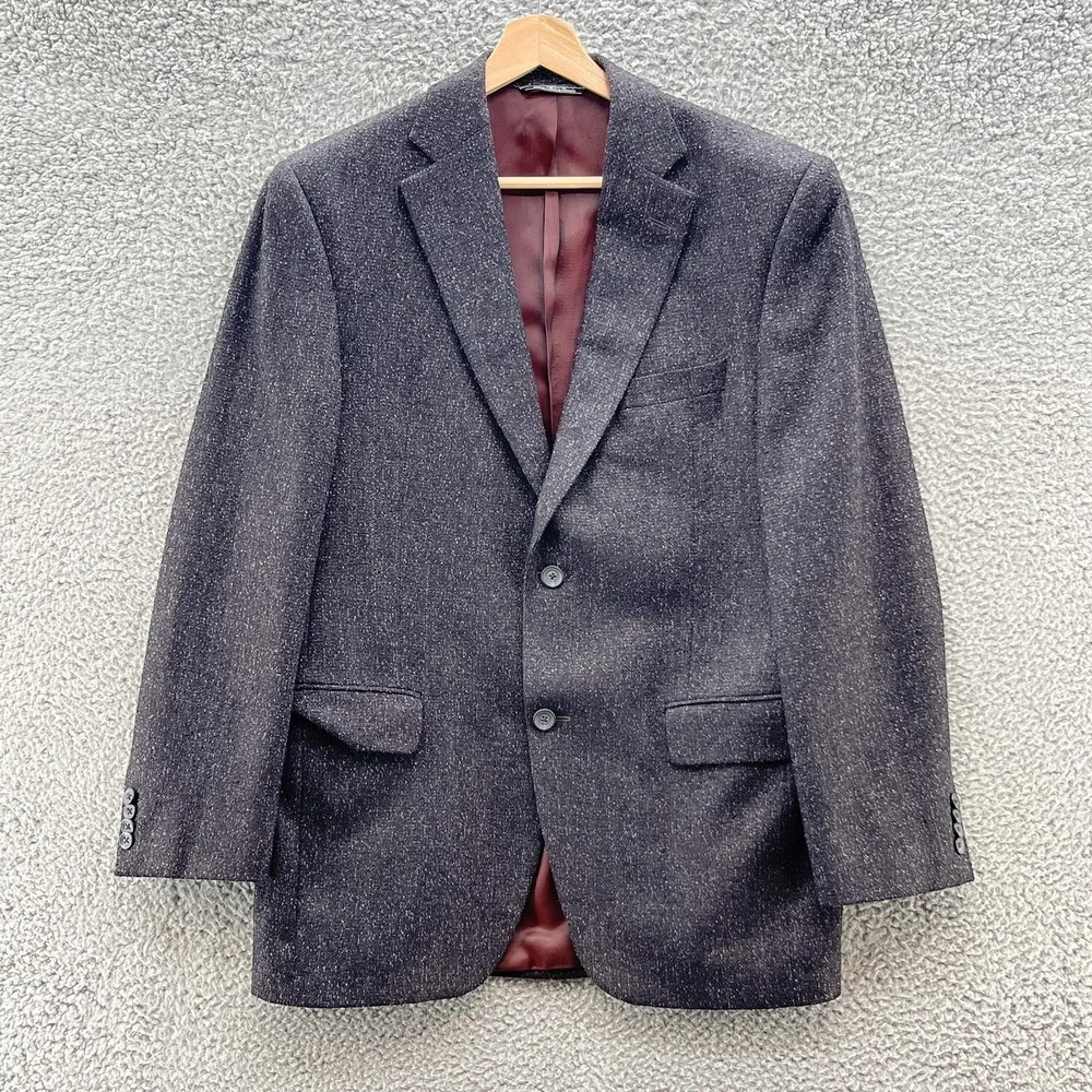 Jack Victor Blazer Mens 39R Gray Wool Speckled Tweed 2 Button Classic Sport Coat